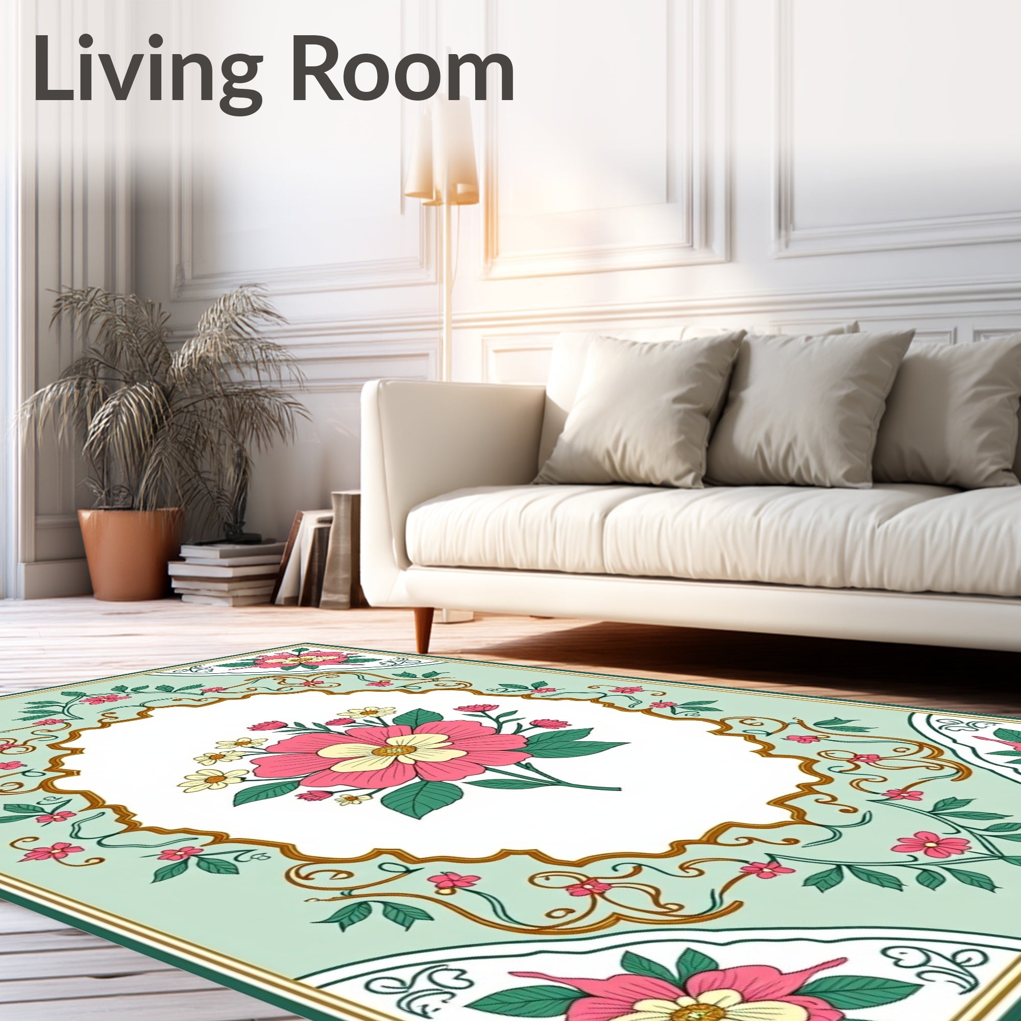 Wildflower Medallion Tapestry with Vintage Botanical Motifs (Pink) - ODIKA