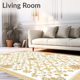 Beige Geometric and Scrollwork(Ivory)