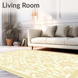 Indoor with Beige Classic Damask and Scroll Motifs(Beige)