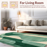 Ultra Soft Area Rug, Non Slip, Stain Resistant, Washable Area Rugs for Living Room, Bedroom, Modern Abstract Non-Slip Meditation Rug(Green)