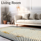 Artistic Hexagon Field Modern Black & Beige Honeycomb(Beige)