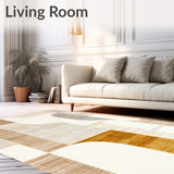 Easy Cleaning Abstract Sculptural Beige Cream Area(Beige)