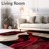 Contemporary Burgundy & Beige Abstract Swirl(Red)