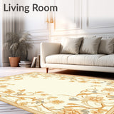 Beige Runner with Vintage Inspired Floral Swirls and Non Slip Grip(Beige)