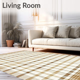 Elegant Beige Checkered Area with Refined Tartan and Linear Details(Beige)