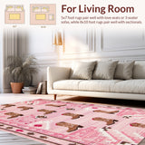Ultra Soft Area Rug, Non Slip, Stain Resistant, Washable Area Rugs for Living Room, Bedroom, Trendy Pink Cowgirl Playroom Round Rug(Pink)