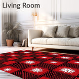 Heritage Checkered Grid with Frosted Starburst Embellishments(Red)
