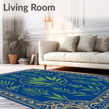 Botanical Insect with Flourishing Ferns and Delicate Beetle Motifs (Blue)