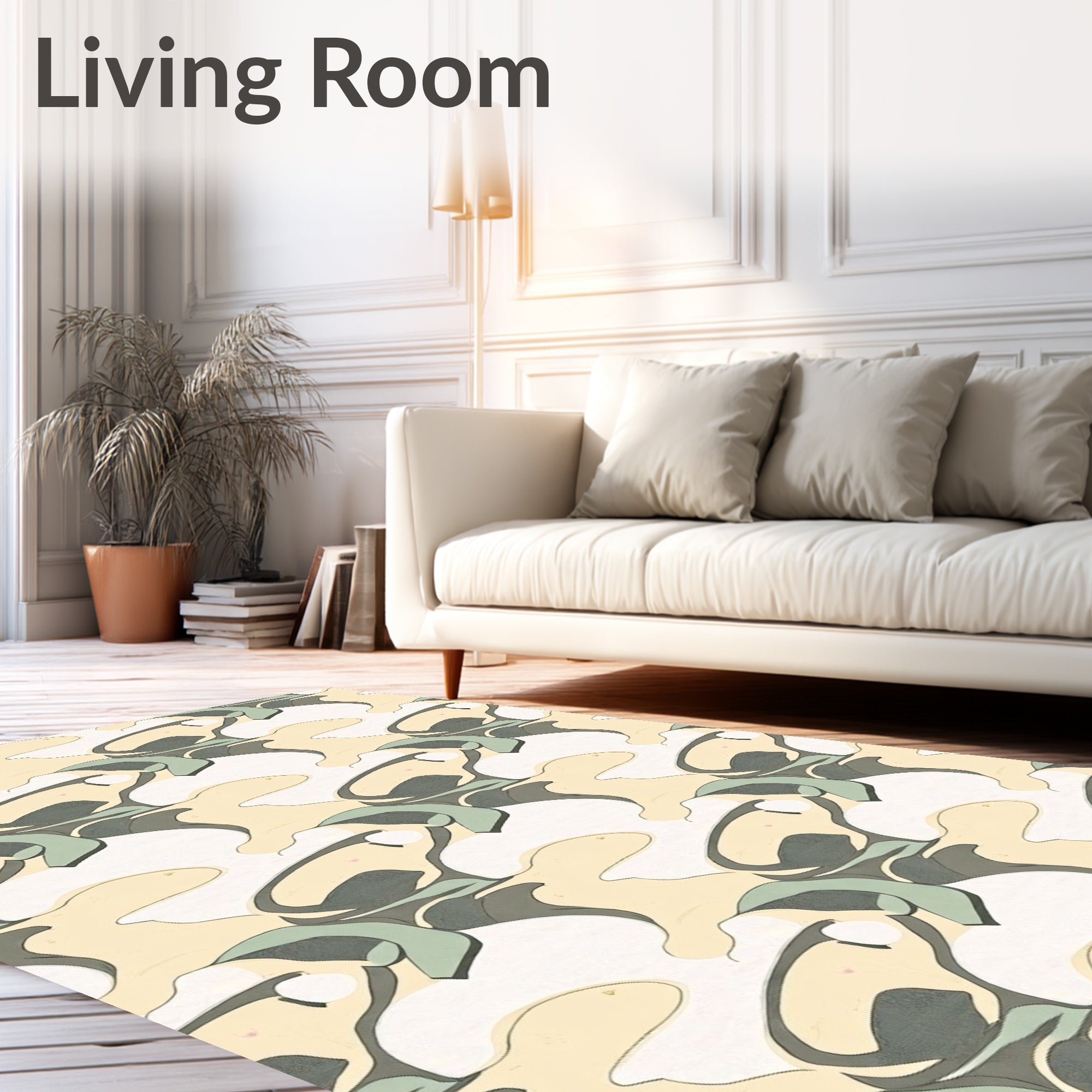 Minimalist Abstract Wave Featuring Fluid Interlocking Lines (Beige) - ODIKA