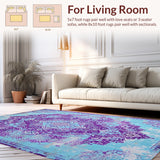 Ultra Soft Area Rug, Non Slip, Stain Resistant, Washable Area Rugs for Living Room, Bedroom, Boho Chic Distressed Area Rug(Blue)