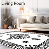 Vintage Medallion Floor Covering with Anti Slip Backing(Black)