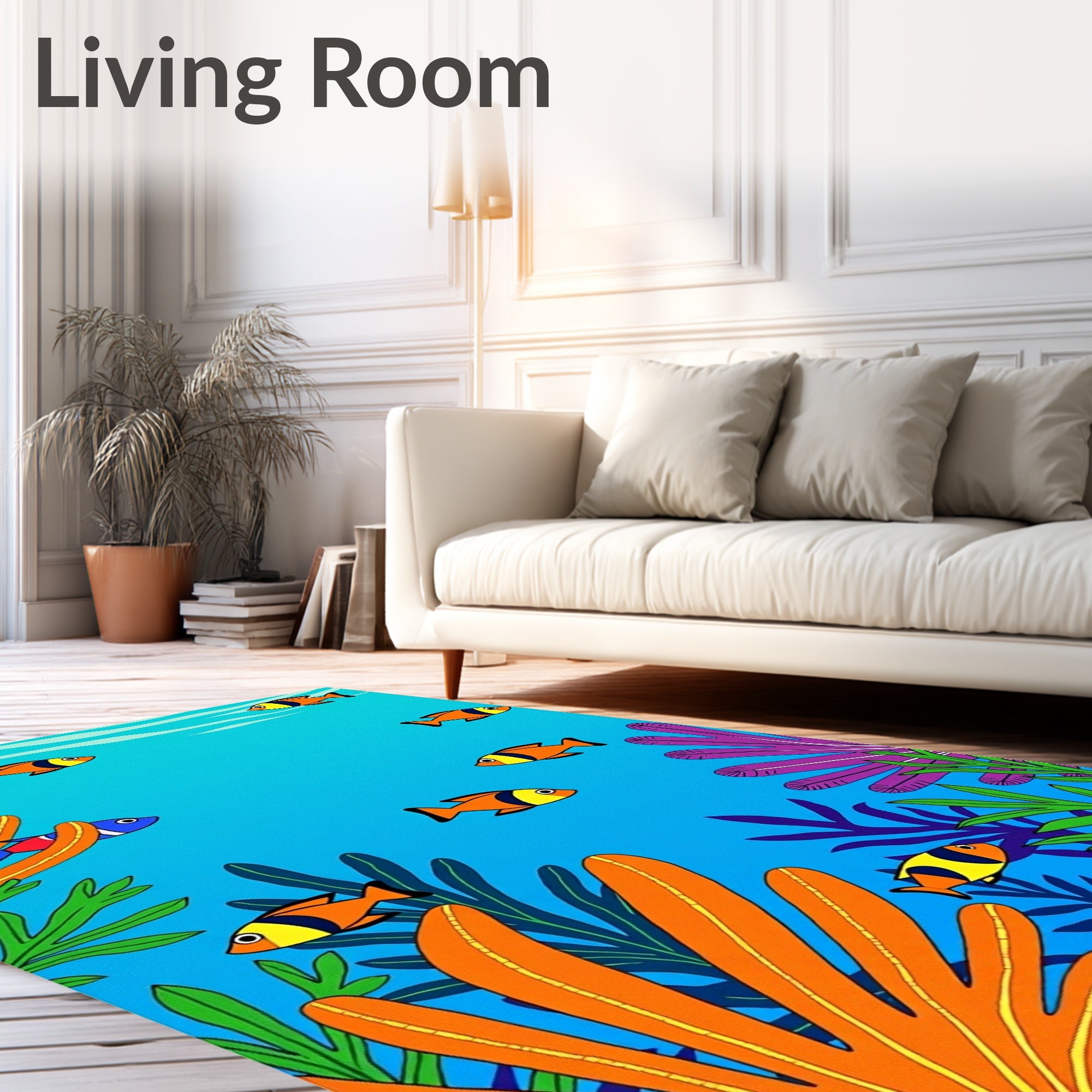 Tropical Fish Coral Reef Ocean Throw Entryway Doormat (Blue) - ODIKA