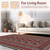 Ultra Soft Area Rug, Non Slip, Stain Resistant, Washable Area Rugs for Living Room, Bedroom, Rustic Moose Cabin(Red)