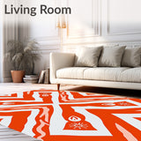 Dynamic Waveforms with Repeating Chevron Bands and Abstract Floral Insets (Red)