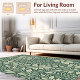 Ultra Soft Area Rug, Non Slip, Stain Resistant, Washable Area Rugs for Living Room, Bedroom, Vintage Woodcut Print(Green)