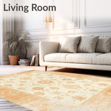 Cottage Charm with Faded Ornamental and Diamond Motifs(Beige)