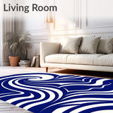 Abstract Wave Motion with Flowing Curves Contemporary Design (Blue)