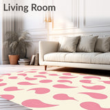 Retro Curved Motif Abstract Minimalist Decorative Floor Covering(Pink)