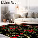 Festive Holly Wreath Motif with Intertwined Berries and Leaves(Red)