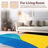 Ultra Soft Area Rug, Non Slip, Stain Resistant, Washable Area Rugs for Living Room, Bedroom, Abstract Modern Washable Foldable(Blue)
