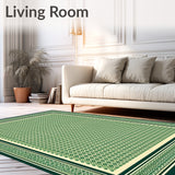 Beige Ground Green Intricate Diamond Lattice Design(Green)