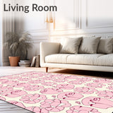 Enchanting Paw Print Cashmere Accent Featuring Cute Whiskers(Pink)