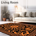 Vibrant Tangerine Swirl Medallion Decorative Accent (Black) - ODIKA