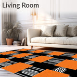 Autumn Harvest Gingham Decorative with Seasonal Motifs(Orange)