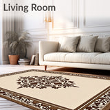 Autumn Harvest Medallion with Scrollwork Vine Motifs(Beige)