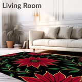 Vintage Poinsettia Bloom Anti Slip Holiday Throw(Red)