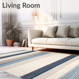 Textured Stripe Beige Blue Area(Beige)