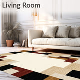 Contemporary With Geometric Border And Neutral Tones(Beige)