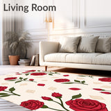 Botanical Rose Garden Anti Slip Hallway(Red)