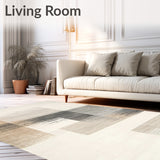 Beige & Grey Abstract Kitchen Runner(Beige)