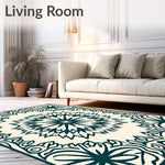 Sunburst Motif with Interlocking Petal Details and Subtle Vine Accents (Ivory) - ODIKA