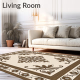 Damask Brocade Style Floor Elegant Paisley Swirl(Beige)