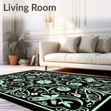 Lunar Moth and Poppy Tapestry with Interlocking Motifs(Black)