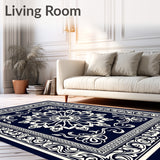 Ornate Floral Damask Elegant Sophisticated Timeless Luxe (Blue)