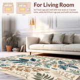 Ultra Soft Area Rug, Non Slip, Stain Resistant, Washable Area Rugs for Living Room, Bedroom, Beige Jungle Print Kids Playroom Rug(Ivory)