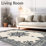 Medallion with Intricate Floral Motifs Central Design(Beige)