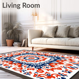 Artisan Boho Overlay with Abstract Floral and Interlocking Starbursts (Orange)