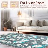 Ultra Soft Area Rug, Non Slip, Stain Resistant, Washable Area Rugs for Living Room, Bedroom, Contemporary Floral Modern(Gray)