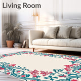 Romantic Garden Scrollwork with Lush Blooming Rose Vines and Elegant Filigree(Ivory)