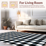 Ultra Soft Area Rug, Non Slip, Stain Resistant, Washable Area Rugs for Living Room, Bedroom, Modern Black White Fuzzy Nursery Rug(Black)