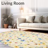 Beige Meadow Area Delicate Wildflower Feel(Beige)