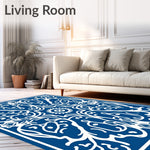 Elegant Swirl Medallion Trellis Abstract Sophisticated Dreamy (Blue) - ODIKA
