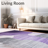 Abstract Purple Grey Rug for Living Room(Purple)