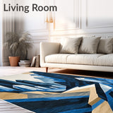 Geode Harmony Dark Blue Beige Crystal Geometric(Blue)