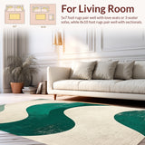 Ultra Soft Area Rug, Non Slip, Stain Resistant, Washable Area Rugs for Living Room, Bedroom, Modern Distressed Wave(Green)