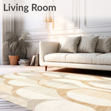 Harmony Curves Area Mid Century Inspired Beige Cream Arched Design(Beige)